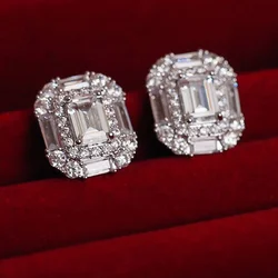 Huitan New Trendy Stud Earrings for Women Bright Cubic Zirconia Gorgeous Wedding Band Jewelry Chic Exquisite Piercing Accessory