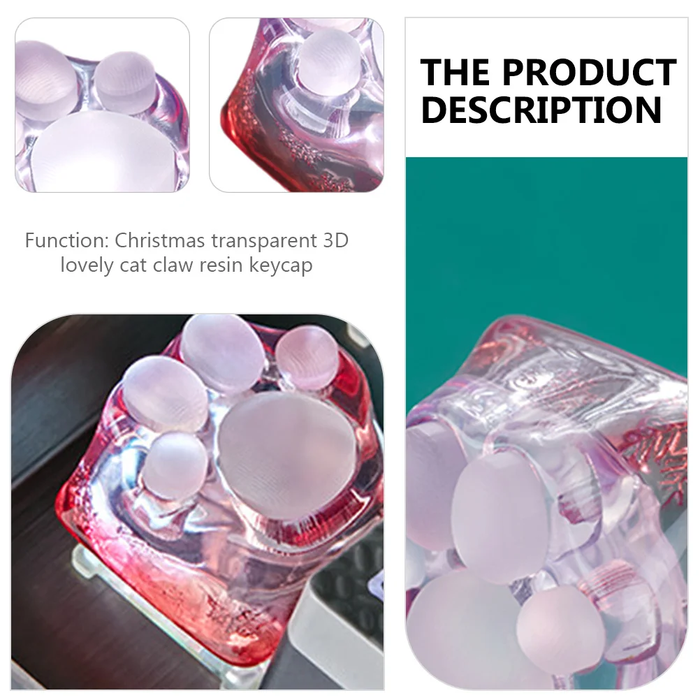 

Cartoon Cat Paw Keycap Resin Cat Claw Keycap Translucent Design for Brighter Backlight Keyboard Decoration Ornament