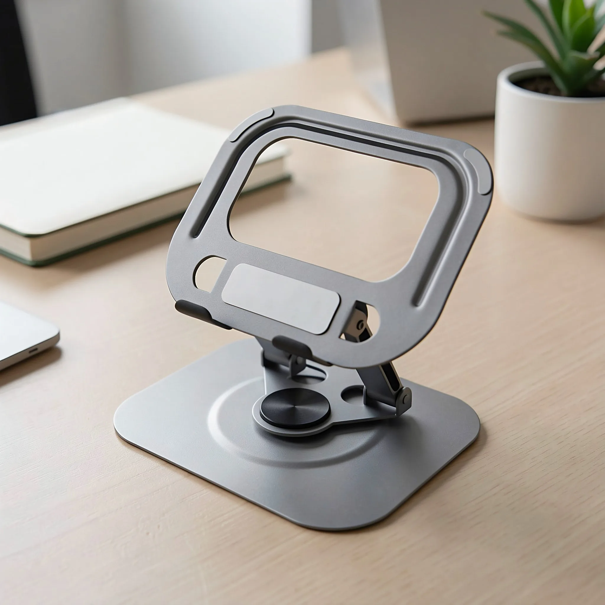 Adjustable Laptop Stand 360°Rotating Base Silver Multi angle Ergonomic Elevated Cooling Holder for Laptop Tablet Computer