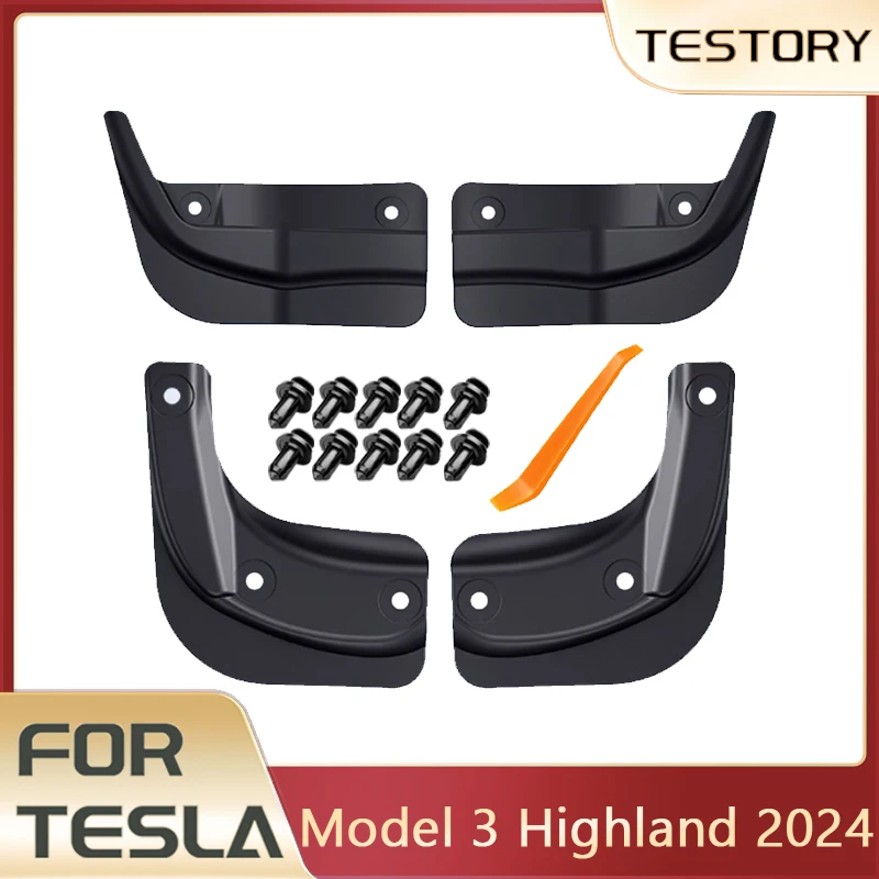 Mud Flaps for Tesla Model 3 Highland 2024 Accessories Front Rear Wheel Fender TPE Mudguards Mudflaps for Tesla Model 3 Highland