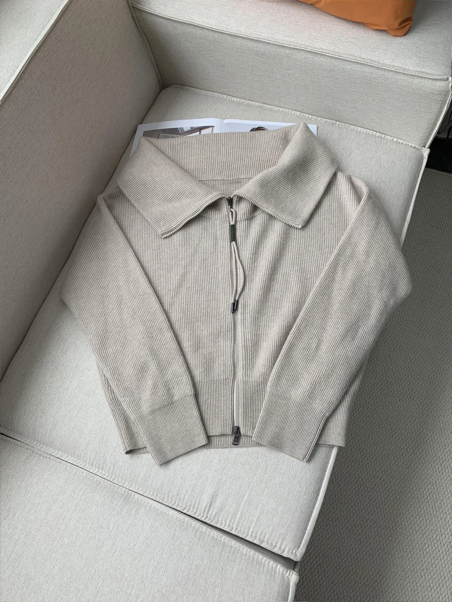 Cashmere Cardigan Large Lapel Slim Cashmere Zipper Short Knitted Cardigan Jacket Women