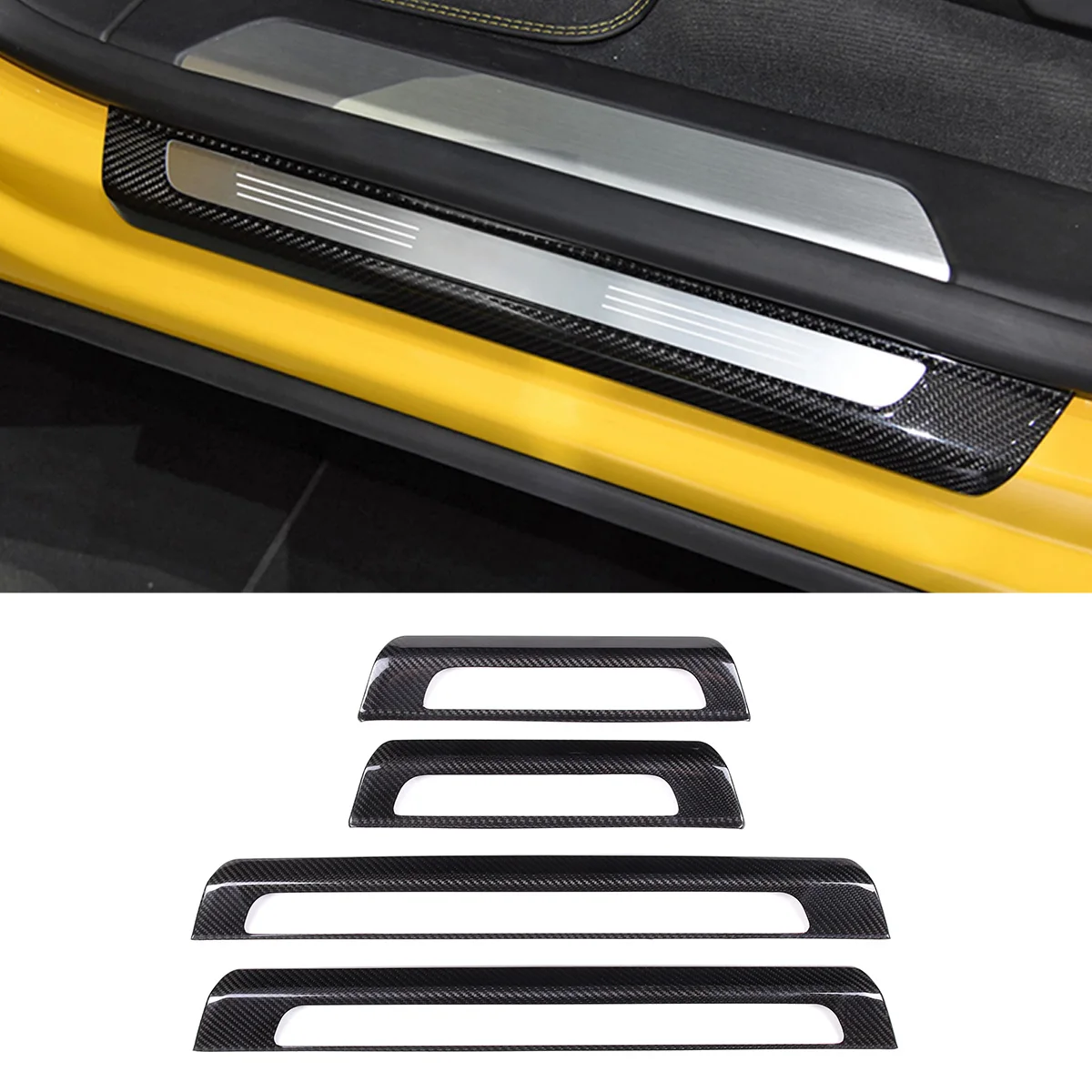 For Lamborghini URUS 2018-2023 Real Carbon Fiber Door External Threshold Pedal Protection Plate Decoration Car Accessories