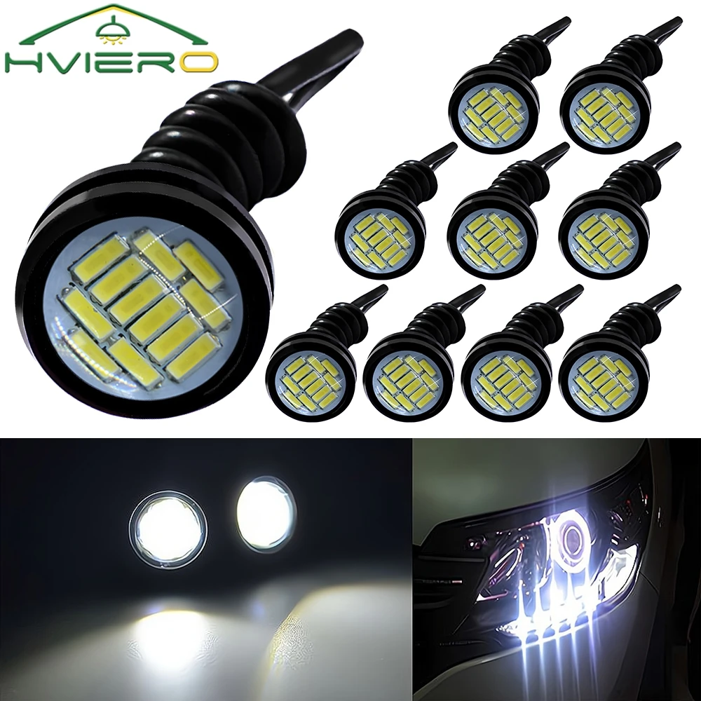 

10Pcs Car Daytime Running Lights 4014 12SMD Turn Signal Reverse Autos Lamps White Eagle Bulbs Eye Cars Motorcycle Leds Lighting