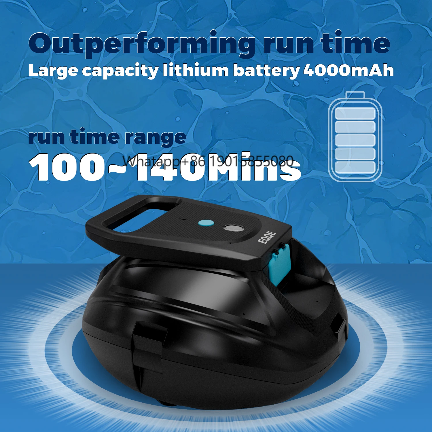 

Robotic Pool Vacuum Cleaner Cordless Automatic Cleaning Robot Machine for Swimming Pool Suction Powered by Rechargeable Battery