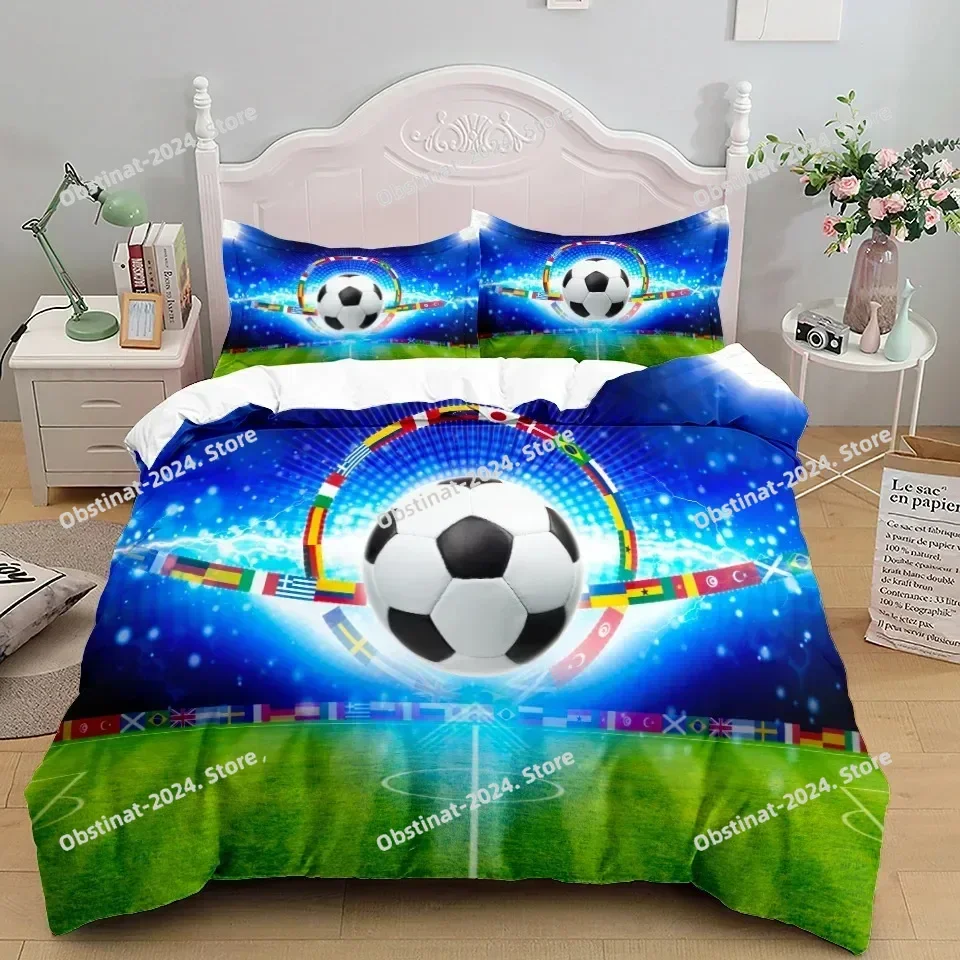 

2025 New Football Duvet Cover Set 3D Soccer Printed Boys Teens Bedding Set Sports Theme Double Queen King Size Comforter Cover