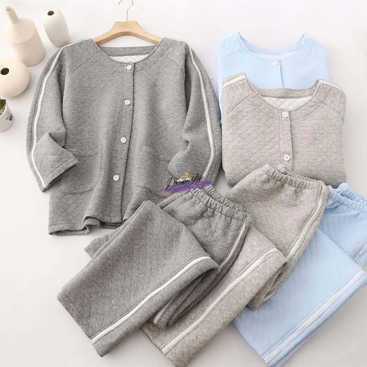 elderly-paralyzed-cotton-padded-clothing-easy-off-air-layer-men's-long-sleeve-home-care-pants-autumn-winter-seasonal-wear