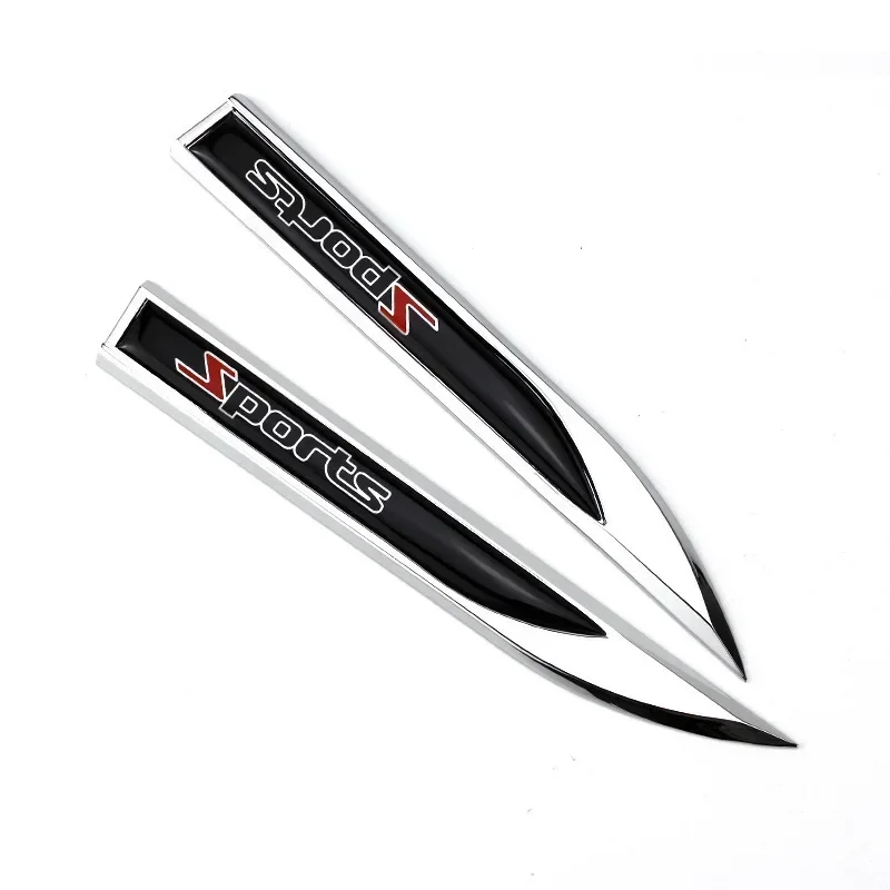 2pcs x Metal Letters Sports Logo Side Fender Badge Emblem Sticker Decal for Audi BMW Ford Nissan Toyota Honda