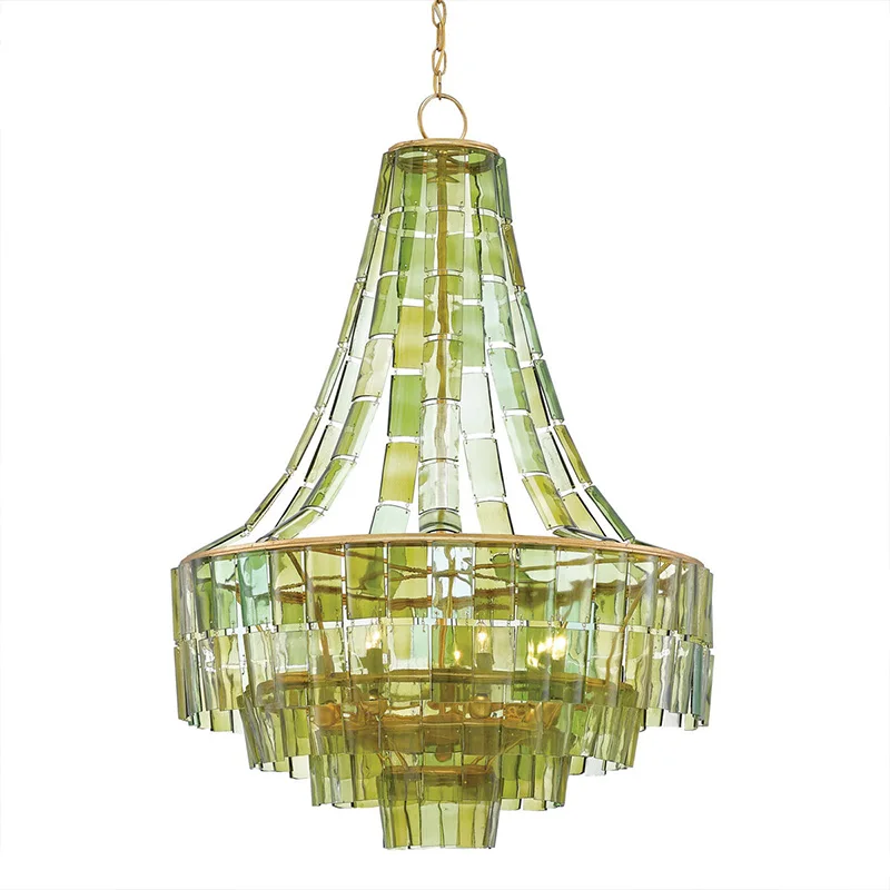 

Nordic Green & Clear Glass Branch Lustre Chandelier, Dimmable Hardware Pendant Lamp for Bedroom, Stylish Light for Ceilings
