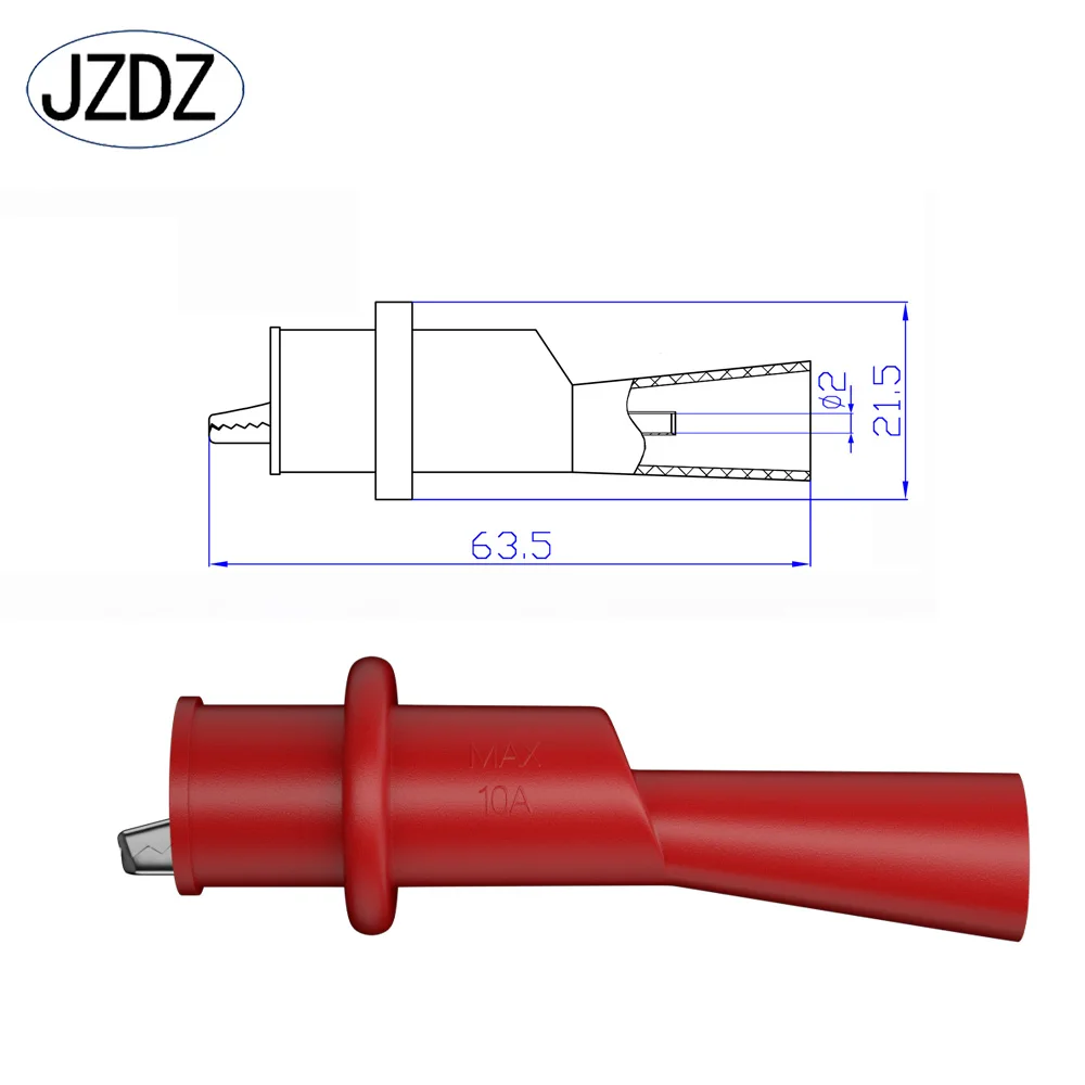 JZDZ 10PCS Insulation Alligator Clips with 2MM Socket Metal Crocodile Clamp Test Clamp for Multimeter Tester Probe J.60009