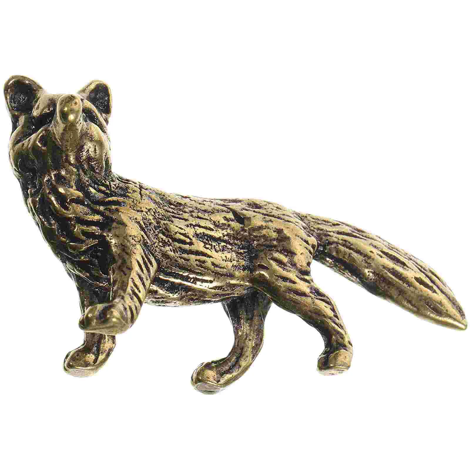 

Brass Fox Ornament Home Accessories Decor Retro Style Craft Pet Animal Figurines Dashboard Gold Mother Adornment