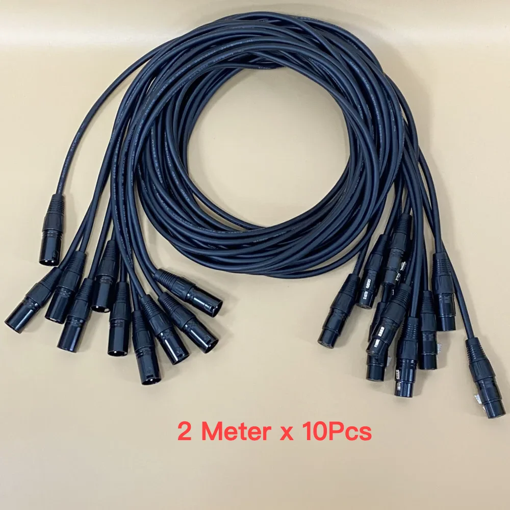 10Pcs 2Meter Stage Light Cable Dmx 3Pin Plug XLR Connector Dmx Signal Transfer Wire For Dmx Controller Par LED Moving Head Audio