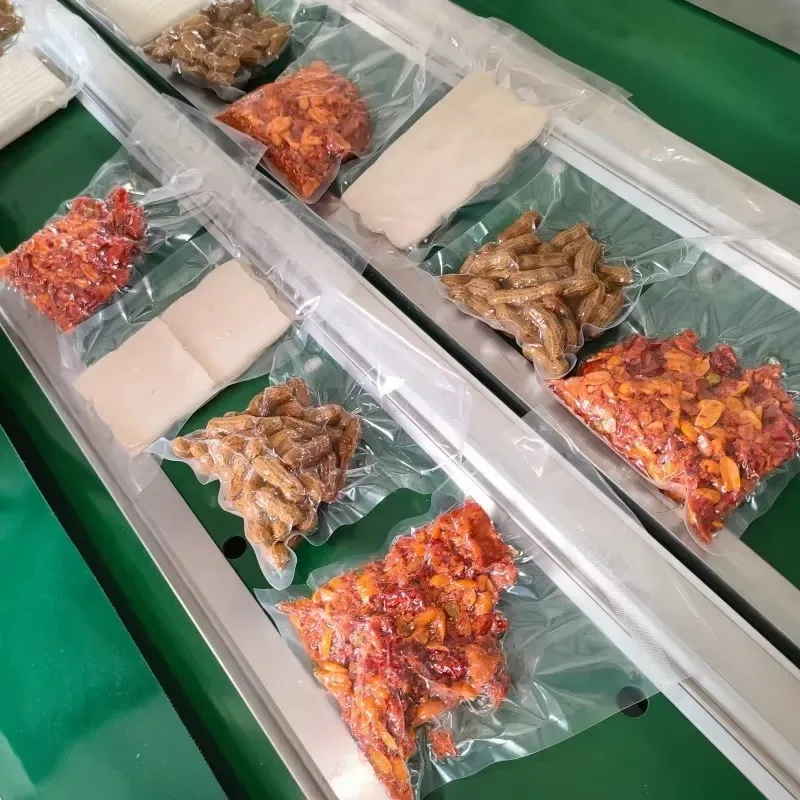 Automatic Continuous Belt Vacuum Packaging Machine for Meat Seafood Frozen Food Packing Line