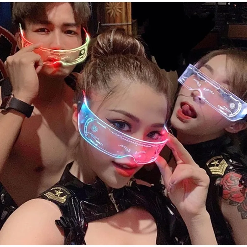 

Multicolor LED Glowing Sci-Fi Acrylic Goggles for Club Christmas Party DJ Disco Futuristic Nightlife Festive & Party Supplies