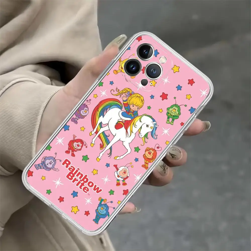 R-Rainbow cute Brite Phone Case For iPhone 15 14 13 12 Mini 11 Pro XS Max X XR SE 6 7 8 Plus Soft Silicone Cover