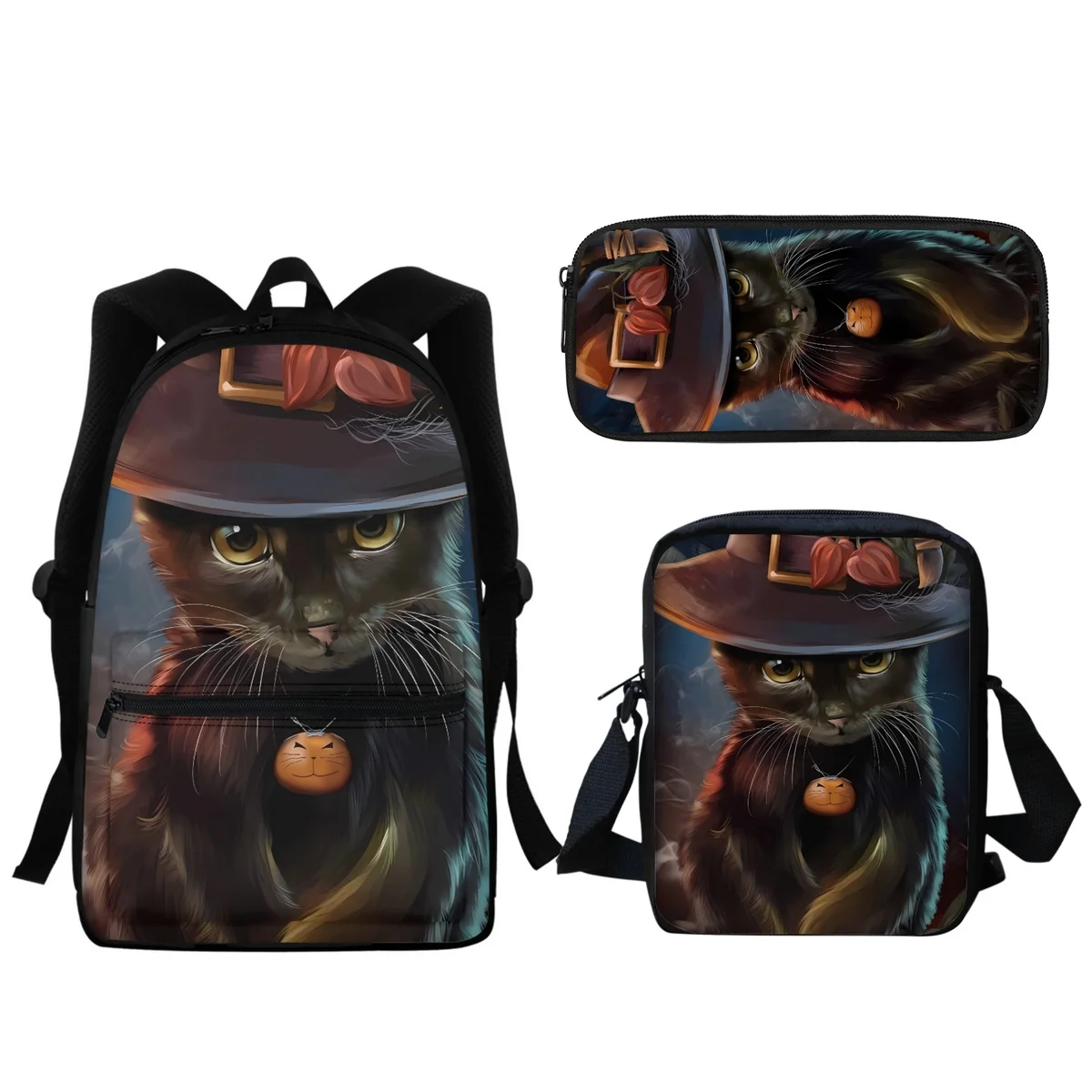 3pc/set Cute Cat Printing School Bags for Kids Primary Schoolbag Children Shoulder Bookbags Teenagers Boys Girls Satchel 2024