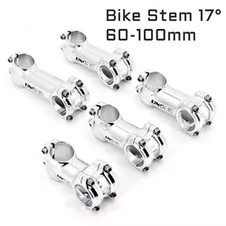 Stem 17 degree MTB Road Bike Bicycle Bar Stems 31.8*60-100mm Silver Ultralight Stem Aluminium Bicycle Handlebar Stem Parts