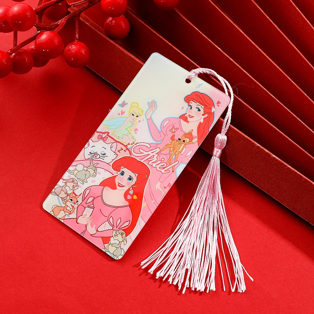 A Pequena Sereia Ariel Bookmark com Borla, Cute Acrylic Marie Cat, Bambi Hanging Drop Decor, Coleção Presentes para Mulheres e Crianças