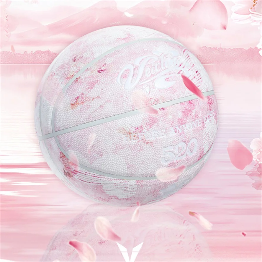 Ballon de basket-ball professionnel en PU rose pour femme, 4 couches, extérieur, mignon, taille officielle 7, financièrement non