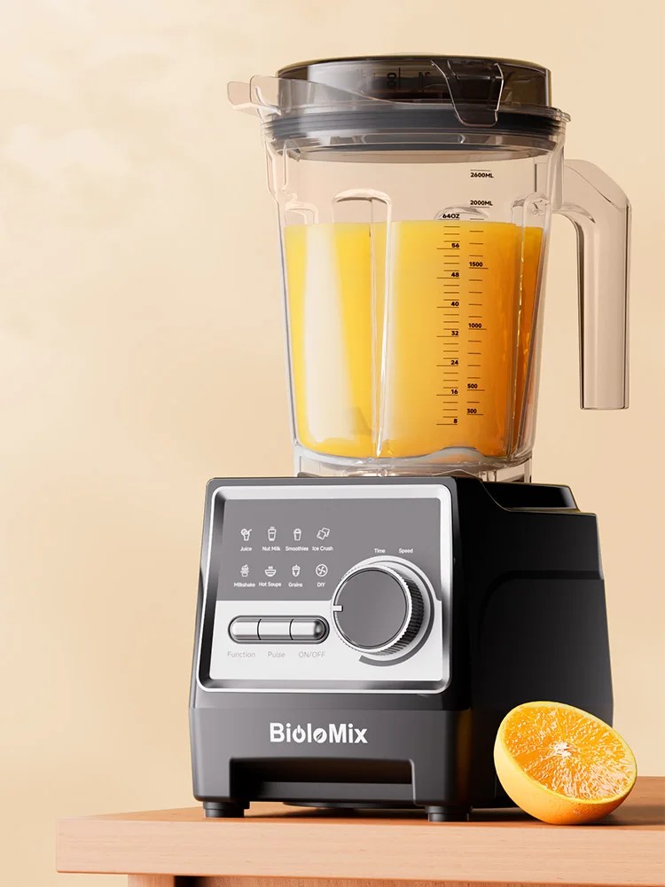 BioloMix 1500 W professioneller Mixer mit 2,6 l BPA-freiem Glas, 6 Klingen, 7 voreingestellte Programme für Smoothies, Shakes, Nussmilch