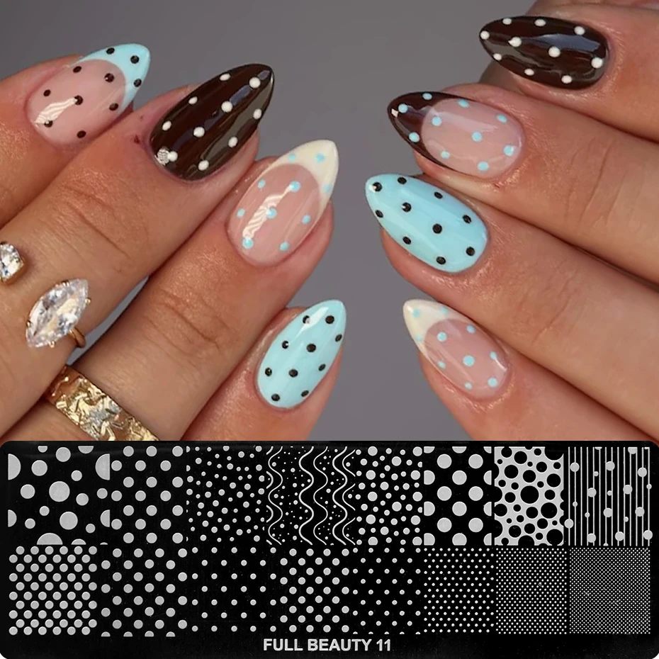 1 pcs 3D Y2K French Polka Points Nail Stamping Plates Fashionable Stars Stripe Lines Nail Art Templates Manicure Printing Mold