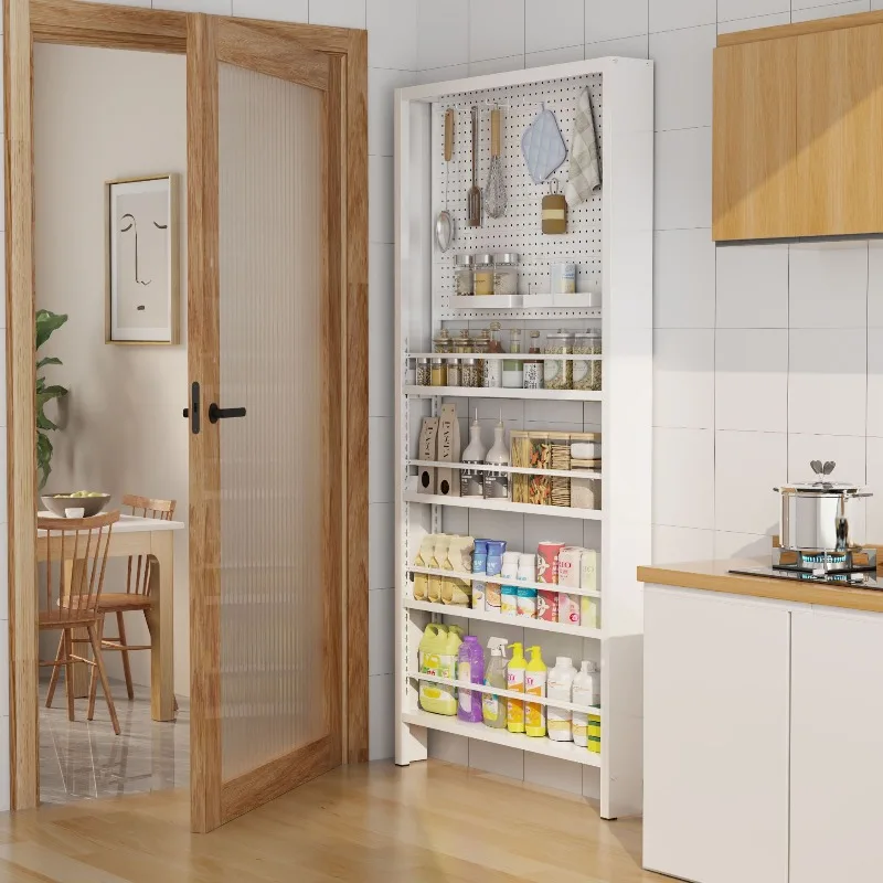 

Ultra Thin 8CM Kitchen Storage Shelf Mount Behind Door Narrow Cabinet Steel Racking Organizer Adjustable Storage Organizer