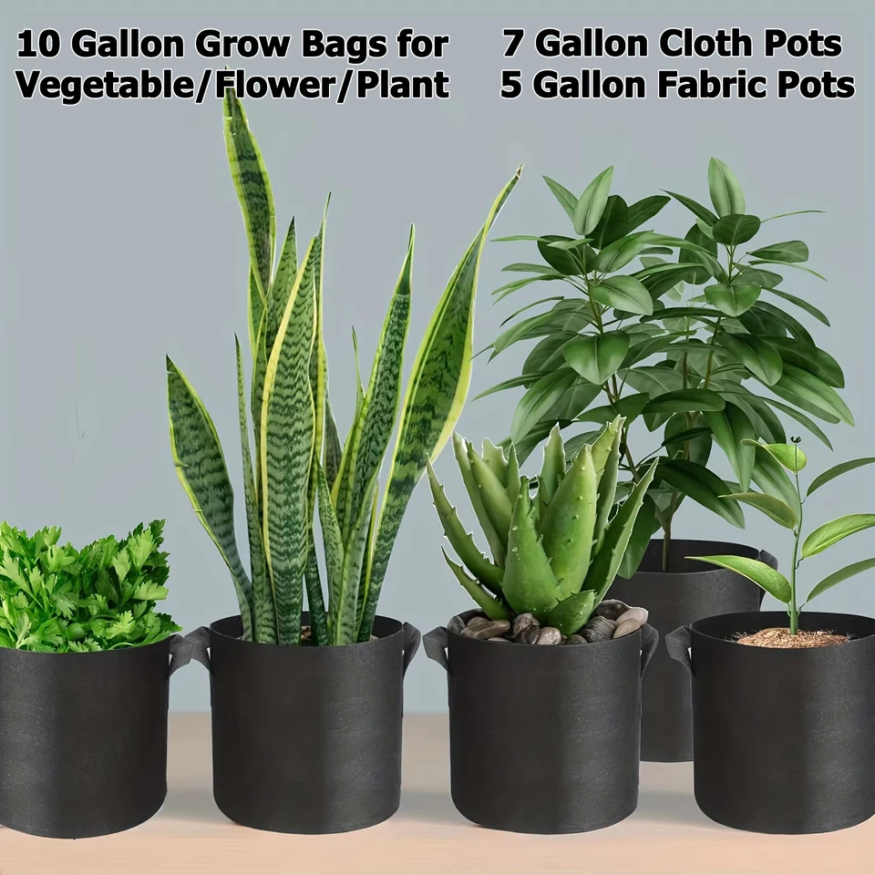 10 Gallon Grow Bags for Vegetable/Flower/Plant, 5 Gallon Aeration Fabric  Pots with Handles Cloth Pots for Plants Garden Gift - AliExpress 15