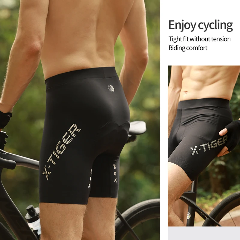 X-TIGER Cycling Shorts Comfortable Breathable Black Bummer Cycling Shorts Nylon Quick Drying Bike Tights Sports Pants 2024