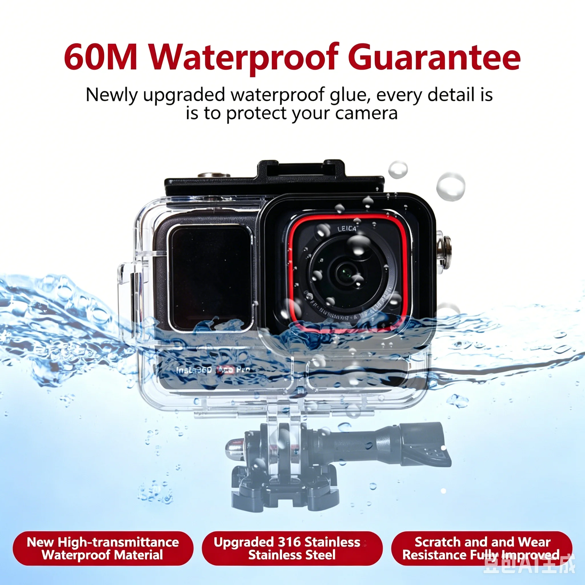 

Insta360 Ace Pro 2 Waterproof Dive Case, 60M Underwater Housing for Swimming Diving Surfing Rainproof Outdoor Camera Accessory