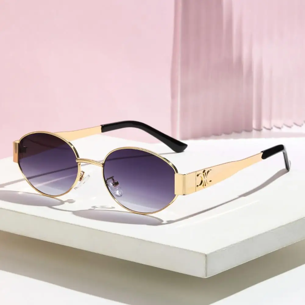 Outdoor Travel Driving Sunglasses Ellipse Metal Sunglasses for Men Women Uv Blocking Outdoor Eyewear Shades Stylish Unisex