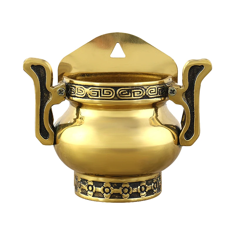 Buddha Utensils Pure Brass God of Wealth Door-God Plug Incense Holder Candle Incense Burner