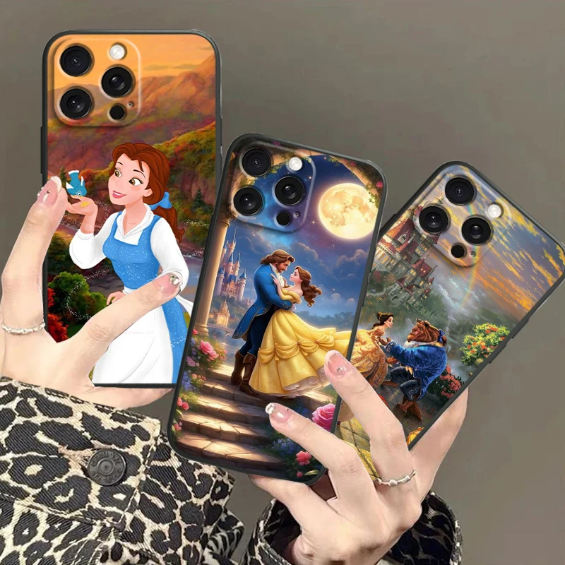 King And The Beast Disney For iPhone 15 14 13 12 11 XS XR X 8 7 SE Pro Max Plus Mini Black Funda Phone Case