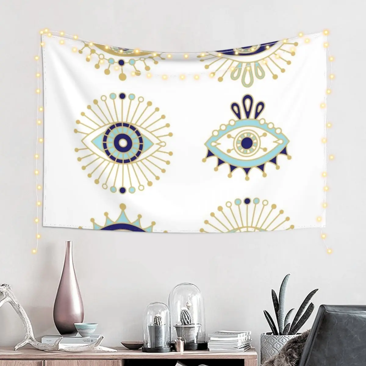 Evil Eye Collection on White Tapestry Decoration Wall Bedrooms Decor Anime Decor Tapestry