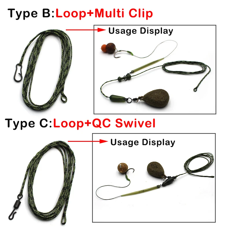 Carp Fishing Line Ready Tied Leadcore  Drop Off Lead Clip Multi Clip Quick Change Swivel for helicopeter Rig Accessories Tackle