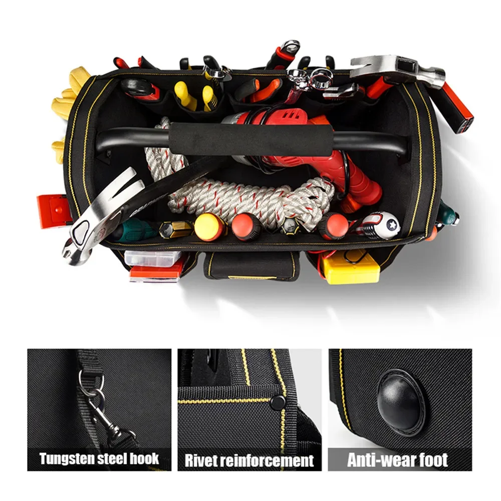 Imagem -05 - Multifunções Kit Ferramenta Bolsa 1860d Oxford Pano Screwdriver Corner Suitcase Cadeira Eletricista Ferramenta Trabalho Bolsa Acessórios Limpeza