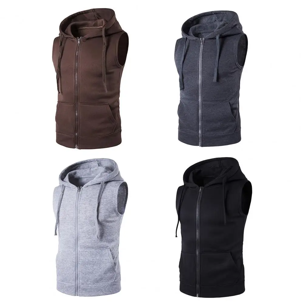 

2026 Summer Men's Foreign Trade New Hooded Cardigan Zipper Sweater Sleeveless Casual Vest Sports Jacket