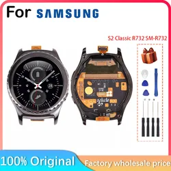 New For Samsung Gear S2 Classic R732 SM-R732 LCD Touch Screen Digitizer Assembly LCD Display, With Frame Replacement Parts