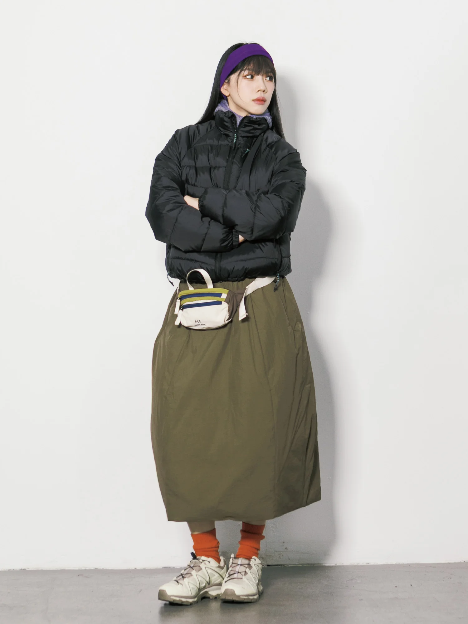 RCDB Outdoor Women's Mid-Length Loose Casual Skirt Duck down Thermal Windproof Water-Resistant High Waist Nylon Straight Tube...