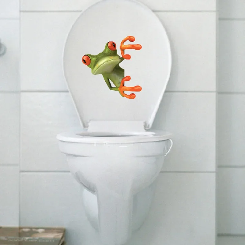 Wall Sticker Green Frog Wall Car Bathroom Toilet Seat Lid Cover Decal Sticker Home Decor Supplies