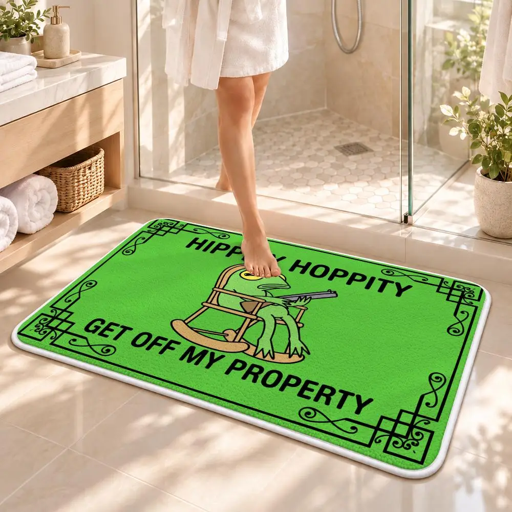 Hippity Hoppity Frogs Floor Mat Flannel Rug Soft Non Slip Door Mat for Bathroom Bedroom Entryway Home Decor Gift