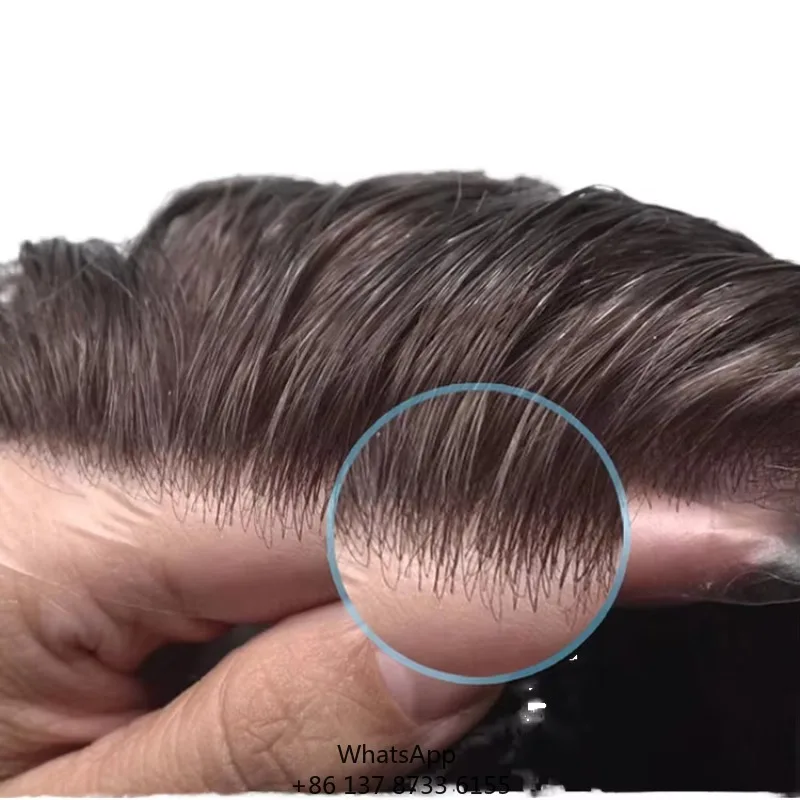 초박형 스킨 0.02 0.03mm 초박형 스킨 100% 헤어 교체 남성용 가발 인모 가발