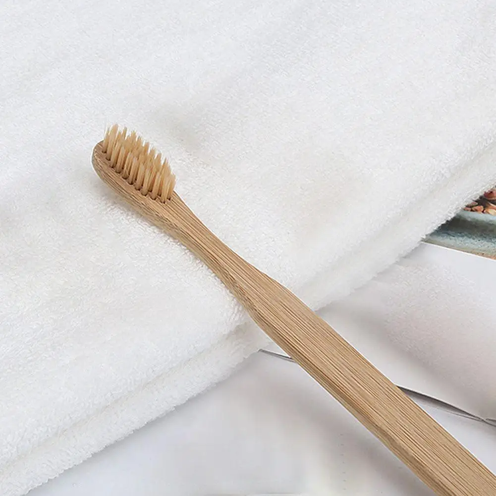 Brosse à dents en bambou naturel pour adulte, 1 pièce, bionickel able, poulet, cuillère à soupe, cheveux doux, amical, coloré, Q5v9