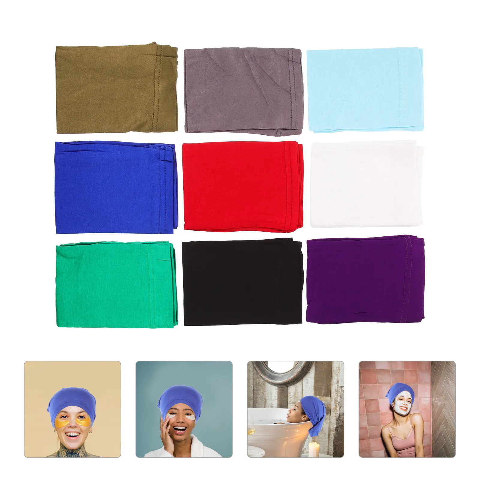 

9Pcs Tube Hat Headwrap Cap Elastic Dreadlock Wrap for Smooth Hair Tangle Prevention Cooking Bathing Face Washing Unisex Turban