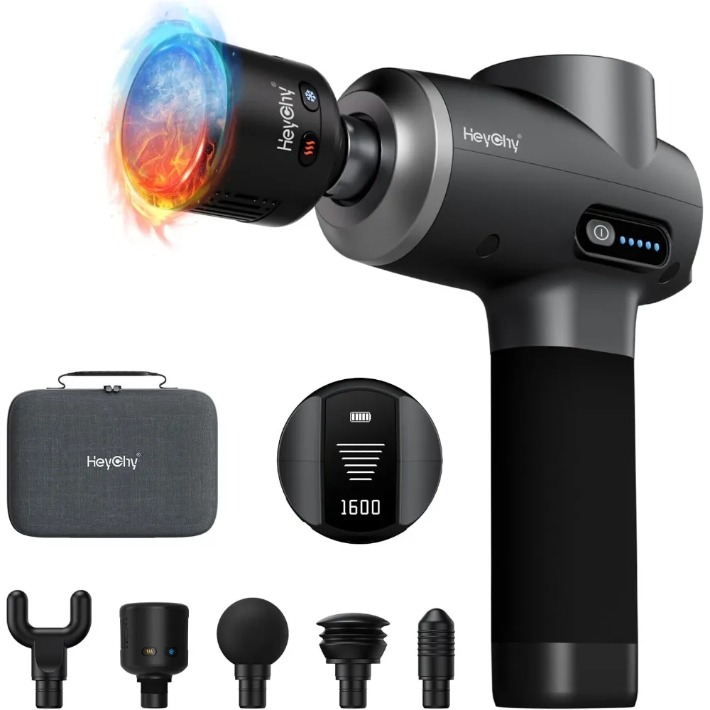 

Портативный ударный массажер для глубоких тканей с тепловой и холодной терапией, ручной расслабляющий мышцы спины и тела