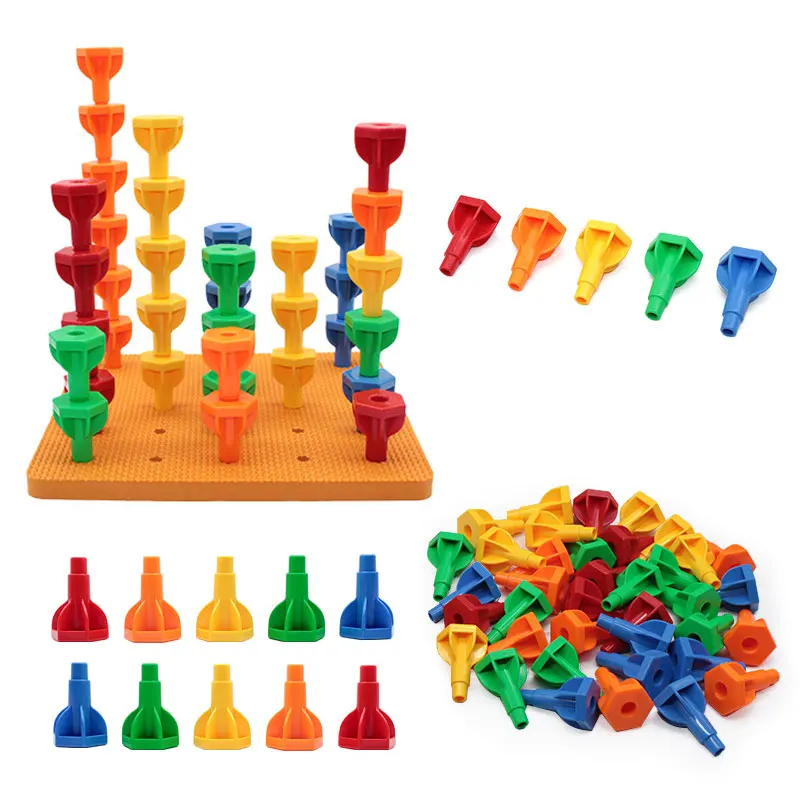 Children Stacking Blocks Montessori Toys Early Education Large Particle Nails Building Blocks Parish Board Game Educational Toys