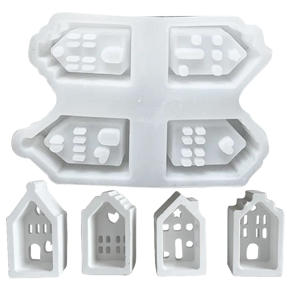 

Silicone House Candlestick Molds Versatile House Handicraft Mold Ornament House Resin Making Molds for Table Decoration