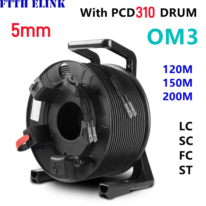 2 cores Armored fiber patch cord OM3 TPU 5mm 120M 150m 200m PCD310 2C SC LC FC ST Multimode optical 2 fibre jumper outdoor ELINK