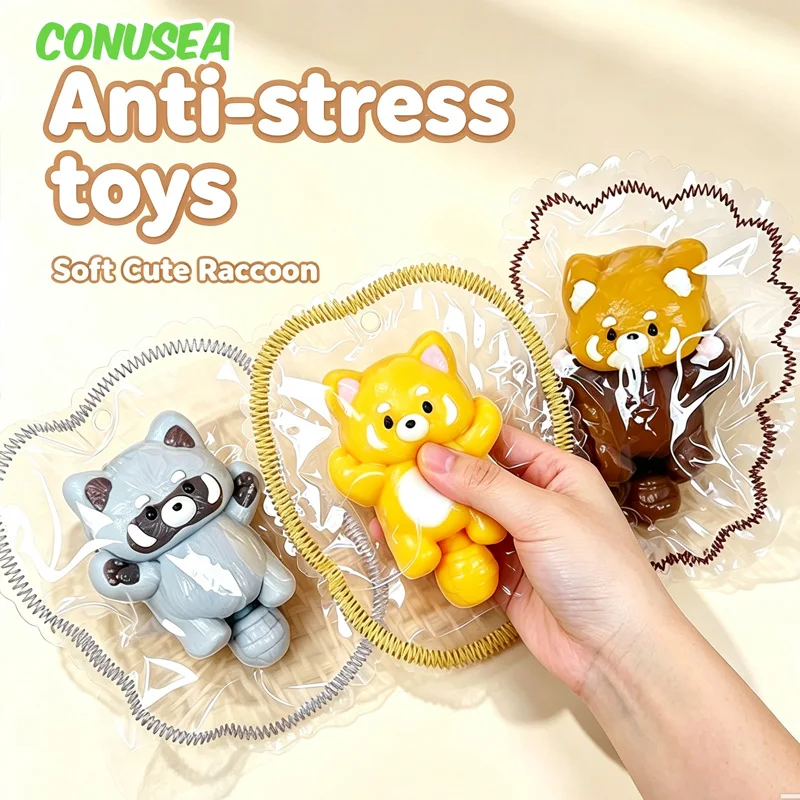Crunchy and Soft Animals Fidgets Toy Cute Little Raccoon Stress Relief Antistress Soft Rebounding Toy Stress Balls Gifts Adults
