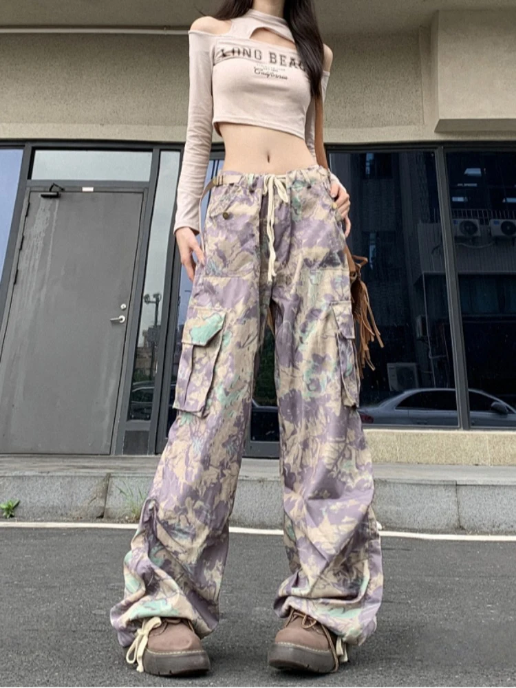 Women's Cargo Pants Y2k 2000s Streetwear Vintage Loose High Waist Trousers Harajuku Wide Parachute Pants Aesthetic Clothes 2024