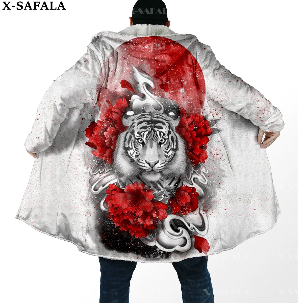 

Viking Tattoo Yin And Yang Tiger Warrior Thick Warm Hooded Cloak Men Overcoat Coat Windproof Fleece Cape Robe Hooded Blanket-11