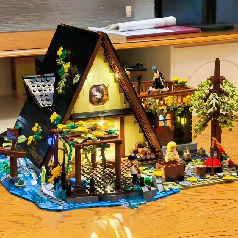 FUNHOLE بنة A-الإطار منزل خشبي عرض الشارع التجمع المعماري نموذج ألعاب قابلة للفصل هدية لغز المشهد الصغير